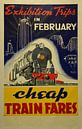 Reclameposter voor een reis naar een tentoonstelling met de trein in Nieuw Zeeland, 1940 van Atelier Liesjes thumbnail