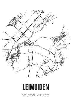 Leimuiden (South Holland) | Map | Black and White by Rezona