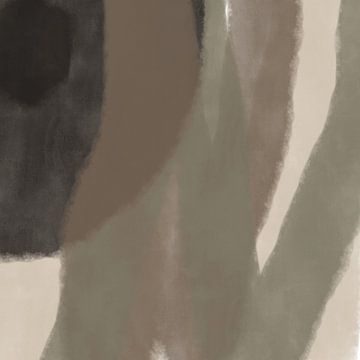Vormen en lijnen in bruin, beige. Moderne abstracte minimalistische kunst. van Dina Dankers