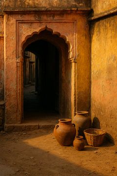 Old City Arch with Terracotta Jars