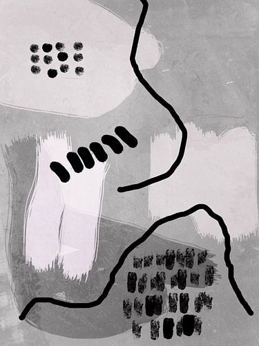 Abstracte moderne collage. Vormen in neutraal grijs, roze pastelkleuren. N.3