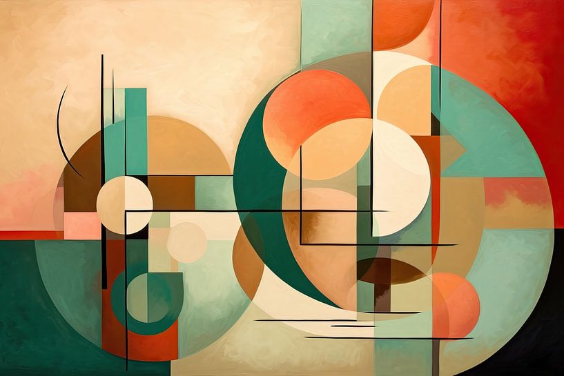 Geometric Play: Vivid Colours in Abstract Composition by Wonderful Art