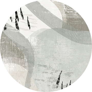 Abstract schilderij met pasteltinten saliegroen, beige en creme met texturen