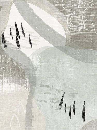 Abstract schilderij met pasteltinten saliegroen, beige en creme met texturen