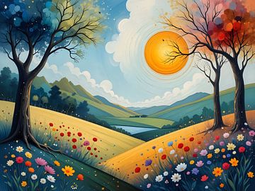 Zonsondergang over de weide van HorizonArtistry