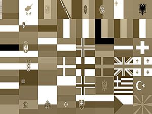 European flags in sepia