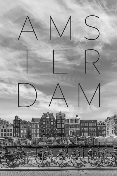 AMSTERDAM Singel mit Blumenmarkt | Text &amp; Skyline von Melanie Viola