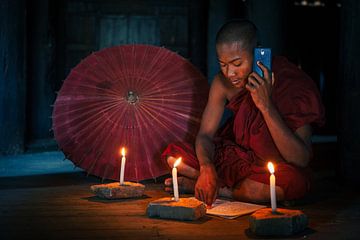 Young monk in the temples of Bagan by Roland Brack