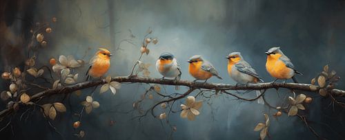 Zangvogels in herfstkleuren