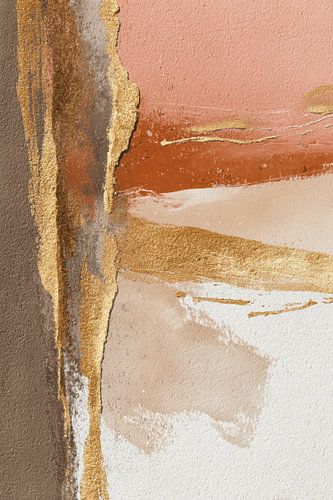 Abstract Schilderij - Goud en Terracotta Elegant en Modern