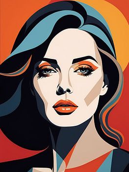 Pop Art Femme Portrait Abstrait Géométrique