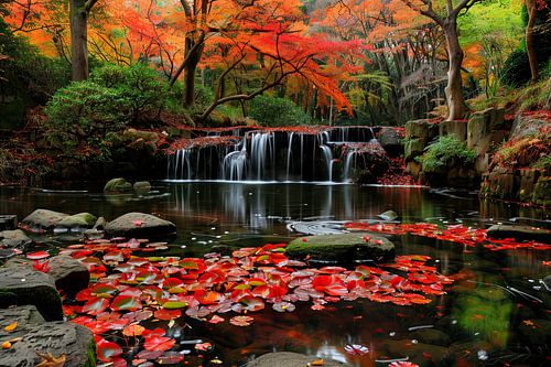 schilderachtig Japanse tuin waterval