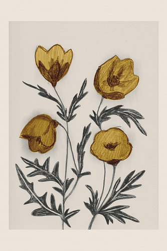 Vintage-Wildblumen in Gold
