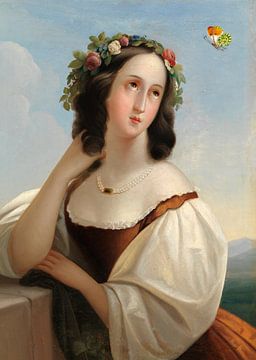 Portrait of a Young Woman. And a Butterfly. by Marja van den Hurk