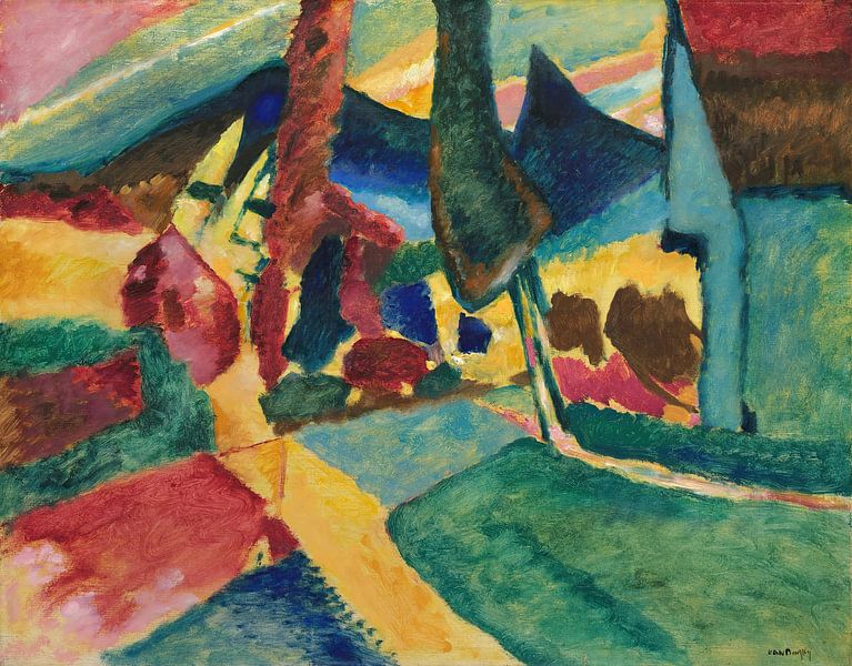 Landschaft mit zwei Pappeln, Wassily Kandinsky von All the Masters