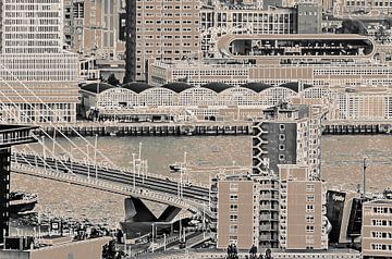 Blokliner Rotterdam - brug, Maas en pier van Frans Blok