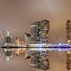 Skyline van Rotterdam in de nacht. van Ad Van Koppen Fotografie