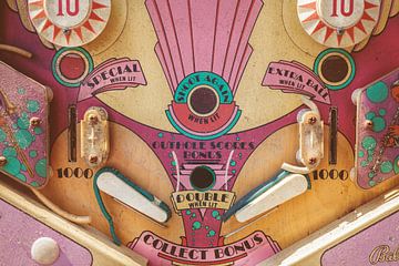 Close up of a weathered vintage pinball machine by Martin Bergsma