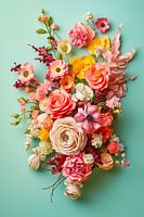 Collage van pastel bloemen