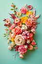 Collage van pastel bloemen van Thea thumbnail