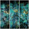 Schilderachtig bloemen drieluik .Painterly flowers . van Saskia Dingemans