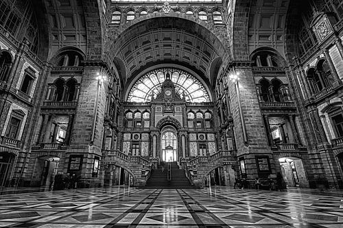 Antwerpen Centraal Station Inkomhal Zwart Wit