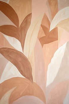 Abstract schilderij met bladeren