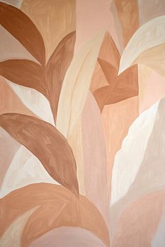 Abstract schilderij met bladeren