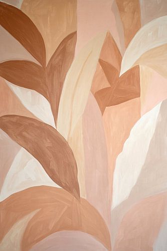 Abstract schilderij met bladeren