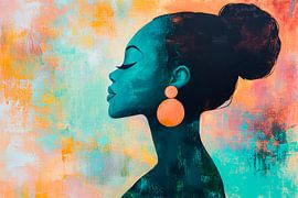 Colourful profile - elegance shines Artful silence by Poster Art Shop