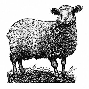 Schafe in Schwarz und Weiß von Vlindertuin Art