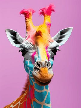Exotische Savannepracht | giraffe | roze van Eva Lee
