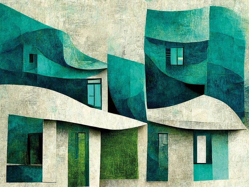 Abstraktes Aquahaus Haus von Color Square