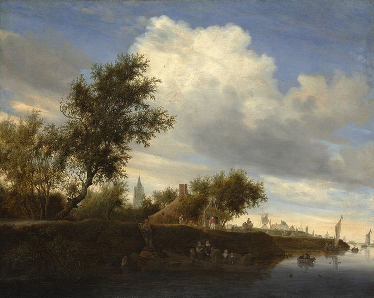 Ferry near Gorinchem, Salomon van Ruysdael by Masterful Masters