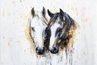 Black and white horse with gold