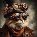 cat in steampunk, with hat and glasses by Bernhard Karssies thumbnail