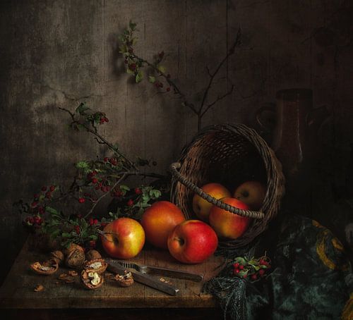 still life with apples and nuts