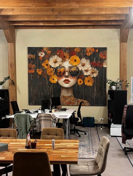 Customer photo: Flowers woman | Woman and colourful wreath by Art Whims, on ArtFrame