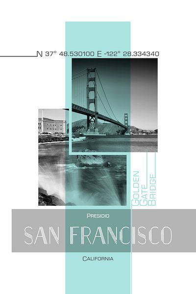 Poster Art SAN FRANCISCO Presidio | turquoise par Melanie Viola