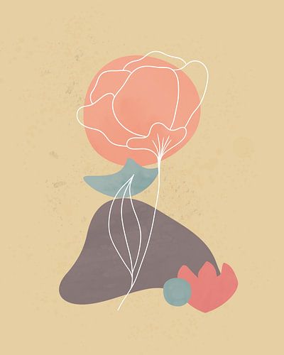 Abstract landschap met een grote bloem