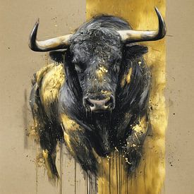 Bull in black and gold by ARTemberaubend