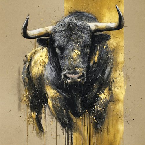 Bull in black and gold by ARTemberaubend
