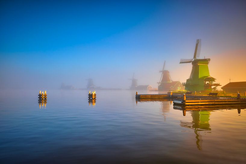 Windmills on the Zaanse Schans by Peter de Jong