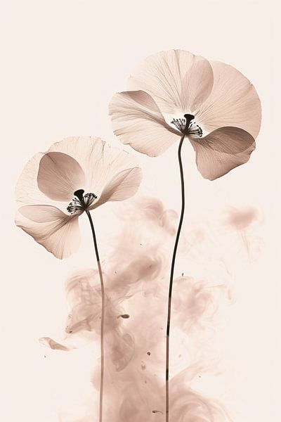 Elegante Sepia Bloemenillustratie voor Interieur van Art & Soul Creations