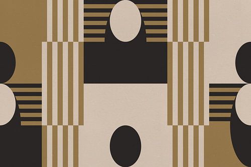 Retro architectuur. Abstracte geometrische kunst in zwart en goud