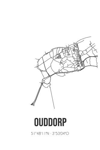 Ouddorp (Zuid-Holland) | Landkaart | Zwart-wit