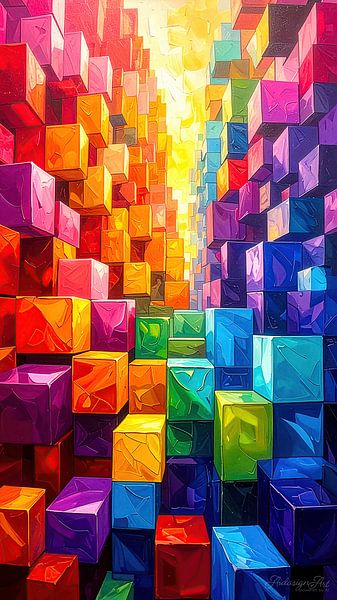 3D-Würfel im Kubismus (2 von 3) von AidasignArt