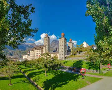 Stockalperschloss mit Schlossgarten, Brig, Wallis Wallis, Schweiz