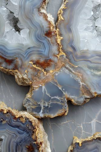 Blauwe agaat met kristalstructuur als wanddecoratie