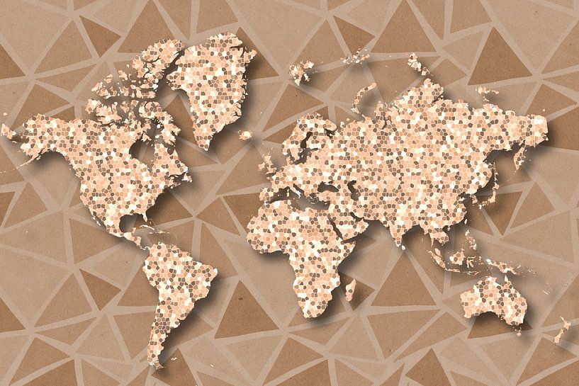 The world map in terra colours in mosaic by Arjen Roos